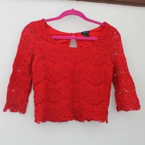 Rue21 Lace Formal Dress Crop Top Loop Back-Size XS